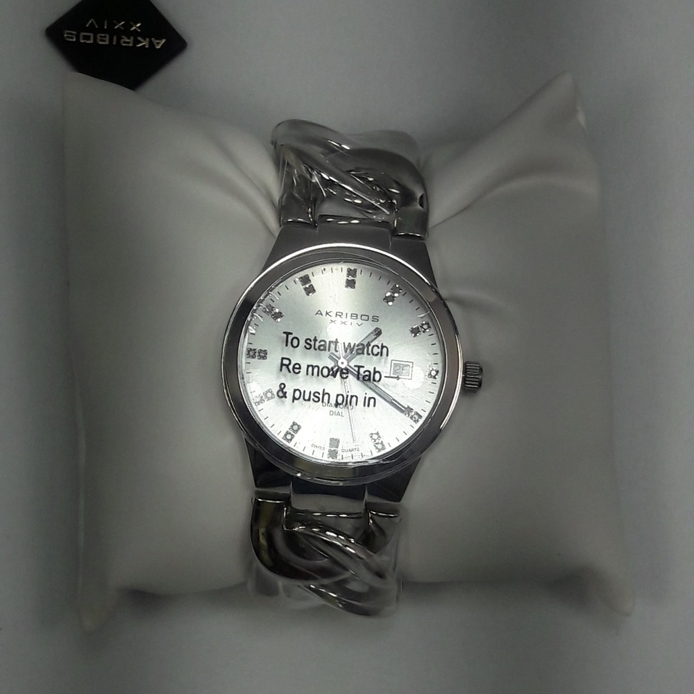 Akribos XXIV Silver Chain Link Watch